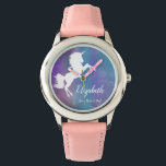 Montre Rainbow Personnalisé Magique Unicorn Anniversaire<br><div class="desc">Personnalisez cette montre colorée à thème de licorne pour votre fille. Customisez comme vous le souhaitez.</div>