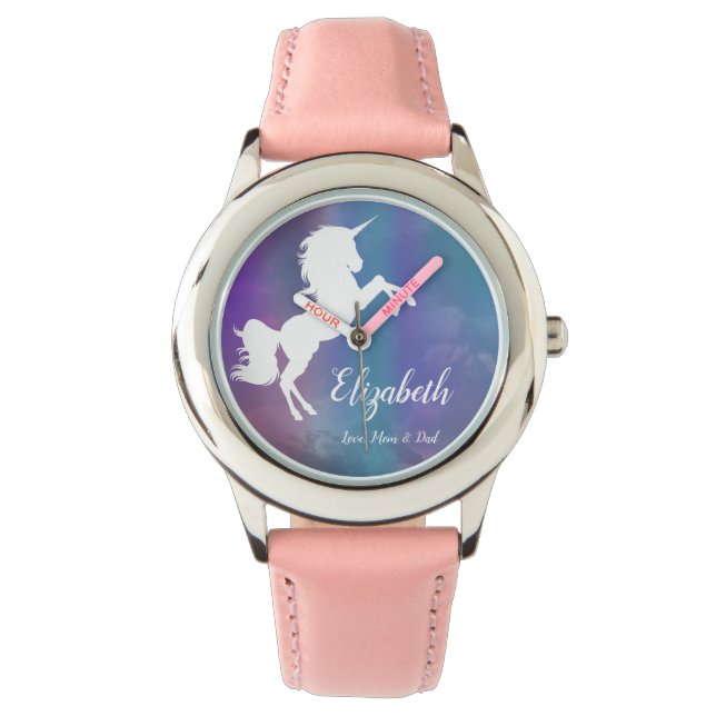 Montre Rainbow Personnalisé Magique Unicorn Anniversaire (devant)