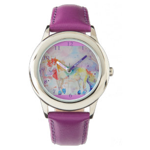Montre Rainbow Unicorn Aquarelle Purple Girls Love Watch