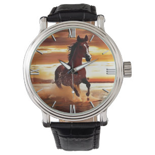 Montre Randonnée À Cheval Sauvage À Travers Le Surf