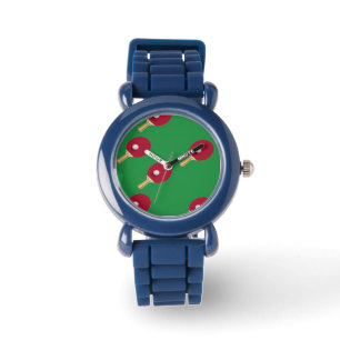 Montre Raquette de ping-pong et boule sur vert