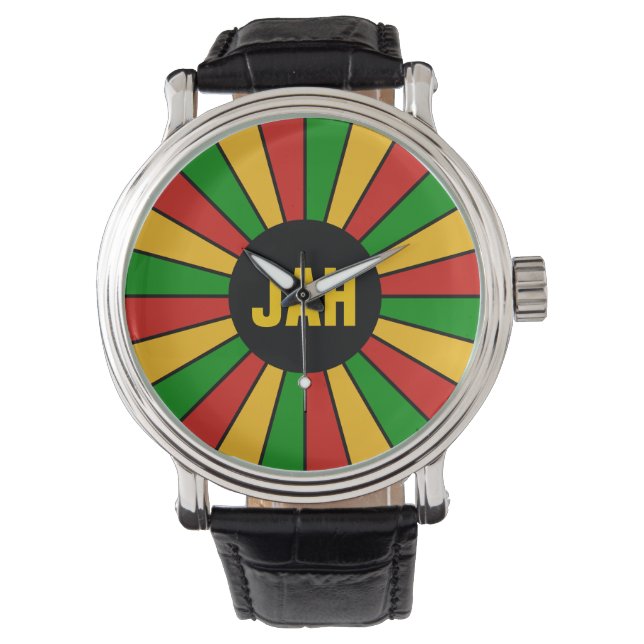 Montre RASTAFARI BOUTON DRAGON RAYS + votre signe ou votr (devant)