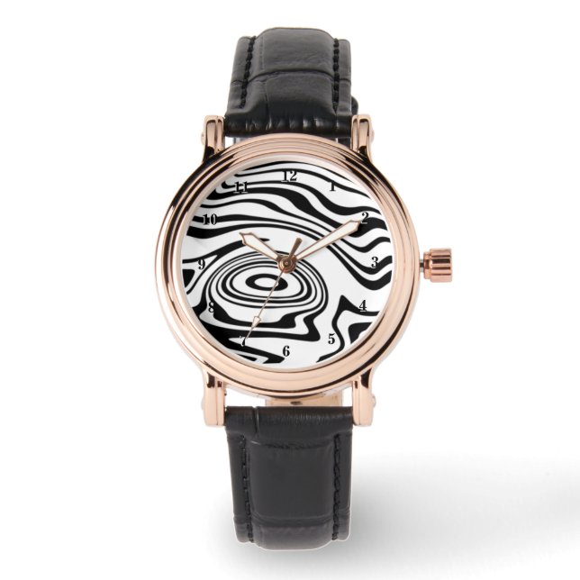 Montre rayée ondulée noir blanc (Recto)