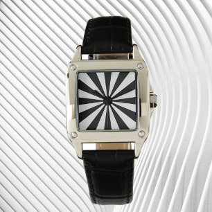 Montre Rayons rétro noirs et blancs