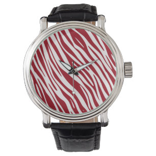 Montre Rayures Animales Zèbre Rouge Tendance