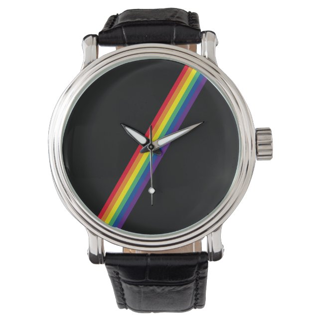 Montre Rayures arc-en-ciel minimes géométriques (devant)