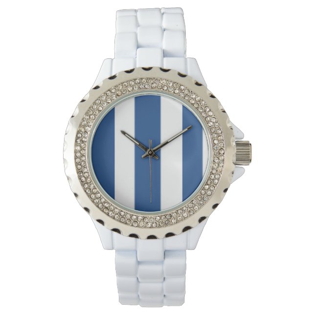 Montre Rayures Blanches Et Bleues (devant)