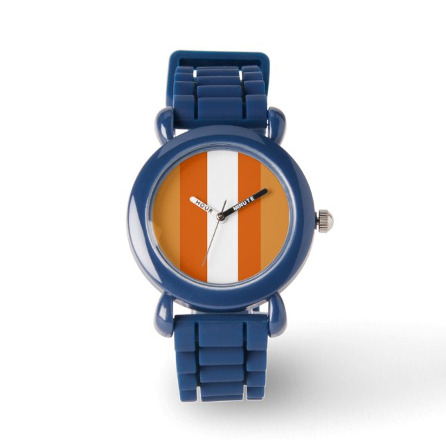 Montre rayures Brown, orange et blanches (Recto)