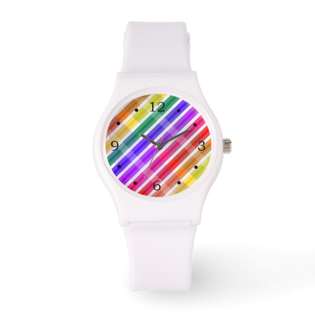 Montre Rayures Plaid Arc-en-ciel (Recto)