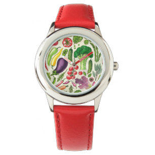 Montre Récolte de légumes et d'herbes sur le blanc
