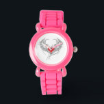 Montre Red Angel Coeur avec ailes<br><div class="desc">Coeur rouge peint de façon artistique avec ailes d'ange gris,  décoré de contour lisse noir.</div>