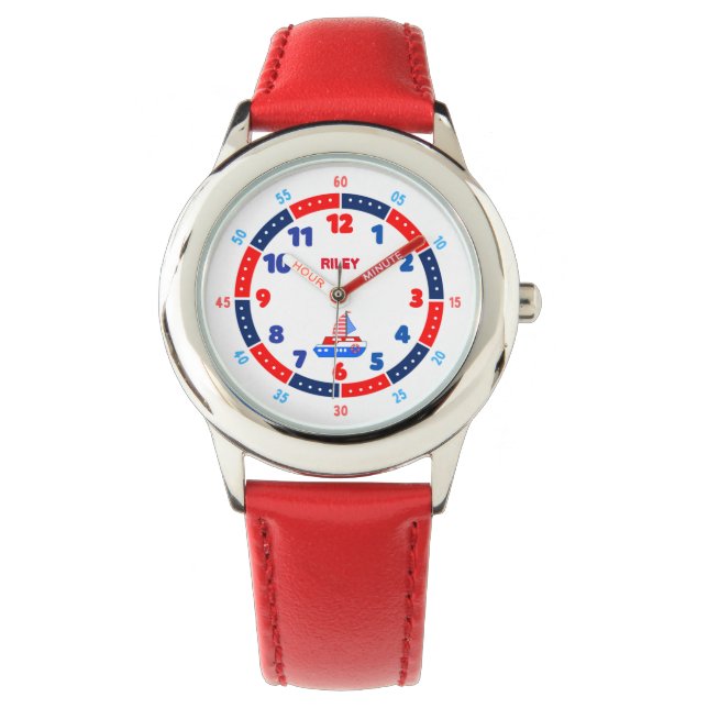 Montre Red Boat Kids Learning Watch | Guide horaire et mi (devant)