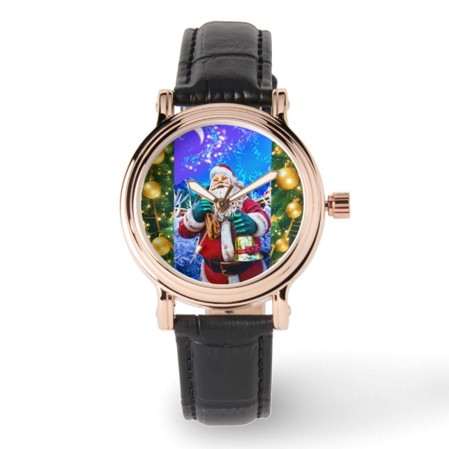 Montre Red Christmas Santa Claus In Winter eWatch (Recto)