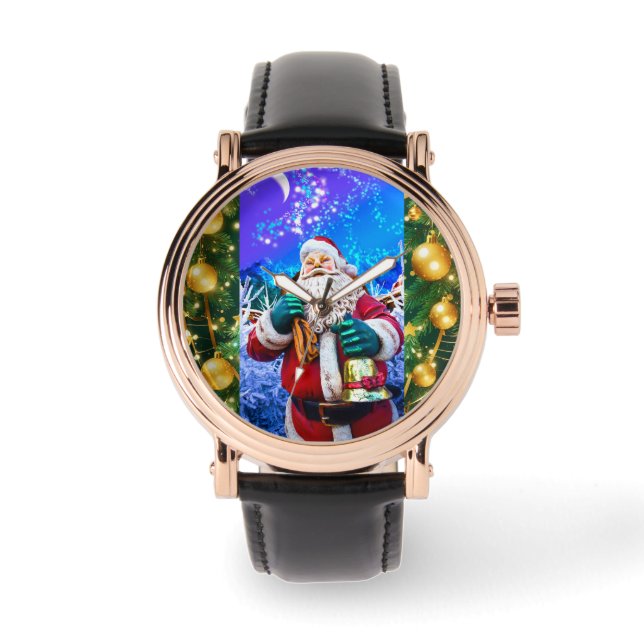 Montre Red Christmas Santa Claus In Winter eWatch (Recto)