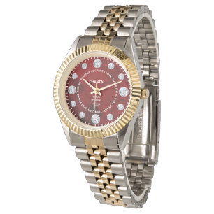 Montre Red Coral Diamond Personnalisé Disant Autour Du C