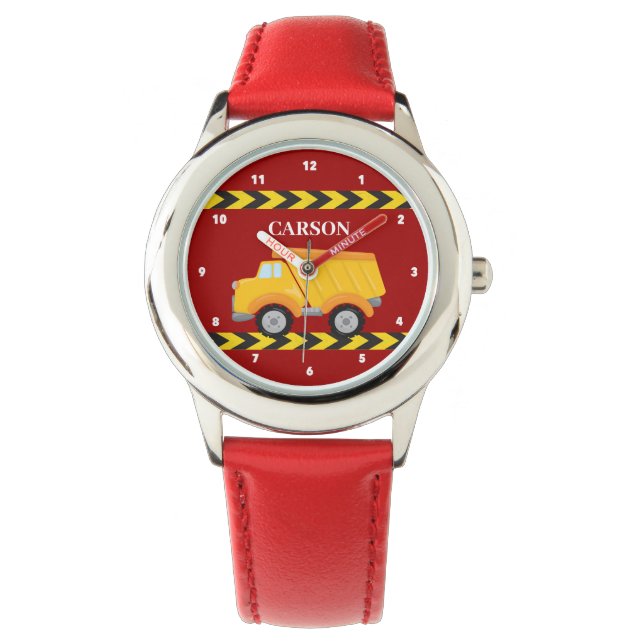 Montre Red Dump Truck Custom Boys Nom Enfants (devant)