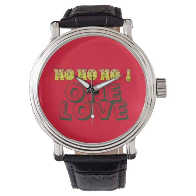 Montre Red Golden Green One Love Joyeux Texte de Noël (devant)