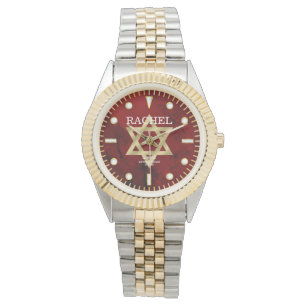 Montre Red Jasper Jade Dial Nom personnalisé Étoile de 