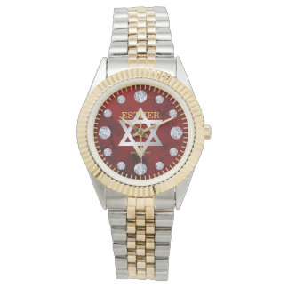 Montre Red Jasper Jade Diamond Dial Nom personnalisé