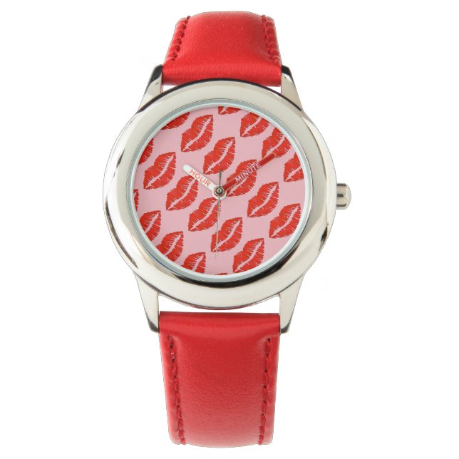 Montre Red Lips Kiss Kisses Hearts Love Valentine's Day (devant)
