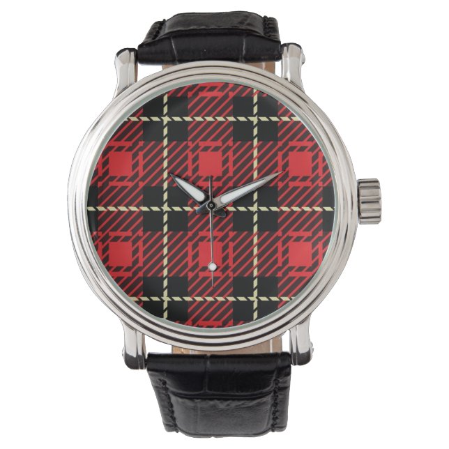 Montre Red Plaid Background (devant)