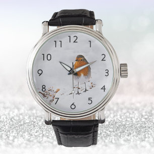 Montre Red Robin oiseau hiver neige mignonne