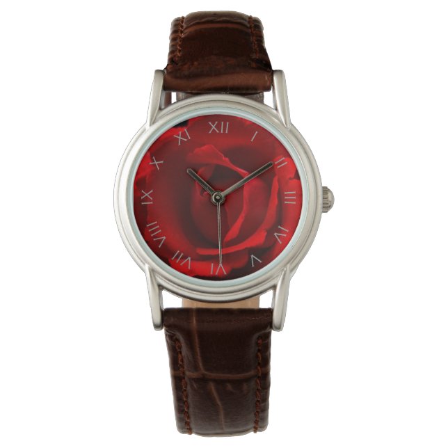 Montre Red Rose Grey chiffres romains wacna (devant)