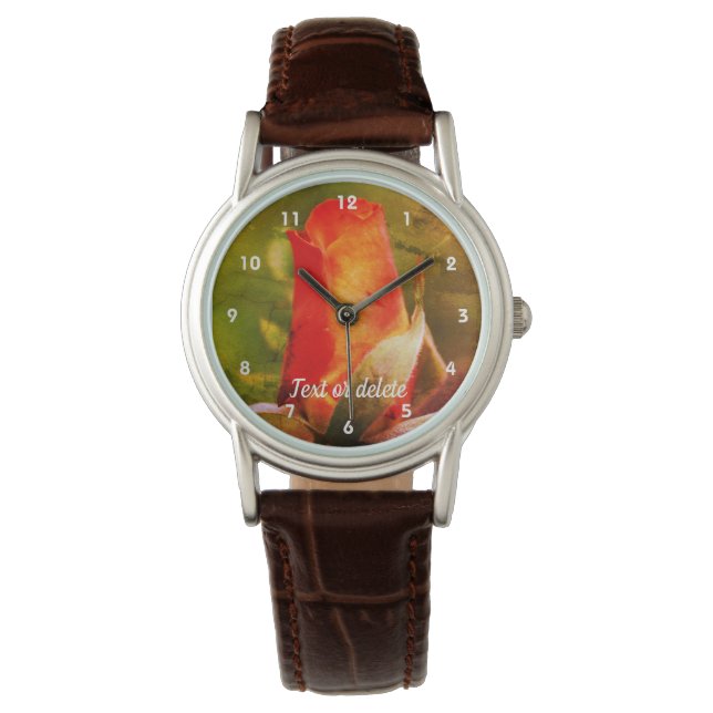 Montre Red Rosebud Close Up Abstract Personalized (devant)
