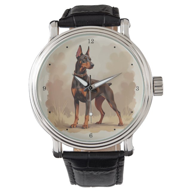 Montre Red Rust Brown Doberman Pinscher Dog (devant)