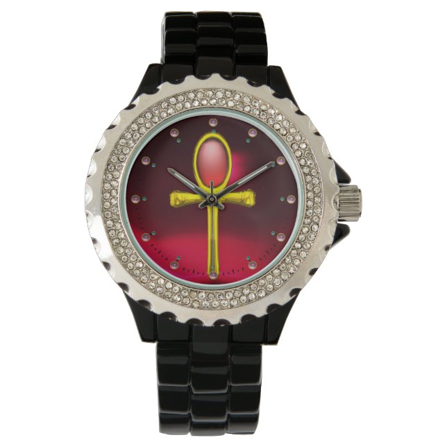 Montre RED TALISMAN, Ruby Gemstones, Noir (devant)