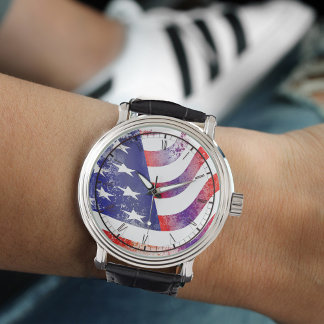 Montre Red White and Blue USA Flag Watch