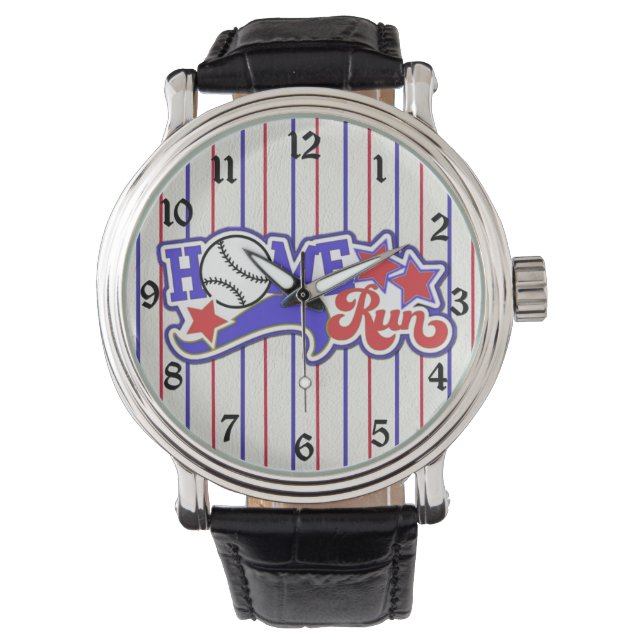 Montre Red White & Blue Home Run Baseball Strike Watch (devant)