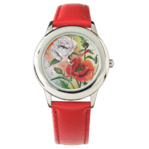 Montre Red White Poppies