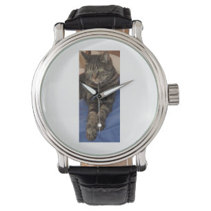 Montre Regal Dave Hommes Vintage bracelet en cuir noir