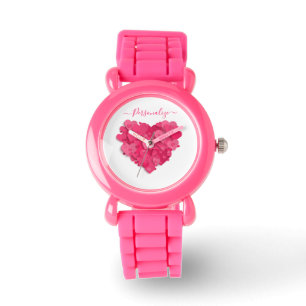 Montre Regarder le coeur rose 3D tendance avec option de