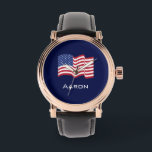 Montre Regarder le drapeau américain personnalisé<br><div class="desc">Le design est d'art original.</div>