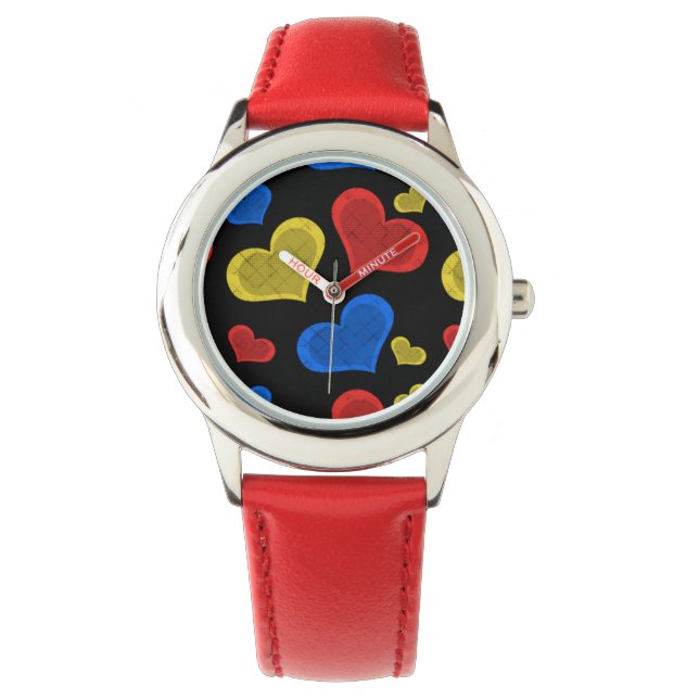 Montre Regarder les coeurs colorés (devant)