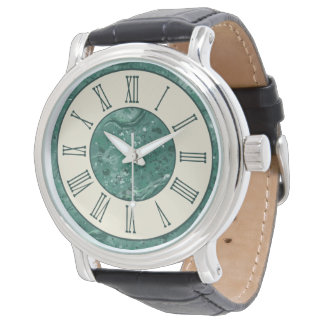 Montre Regarder Motif vintage en marbre vert