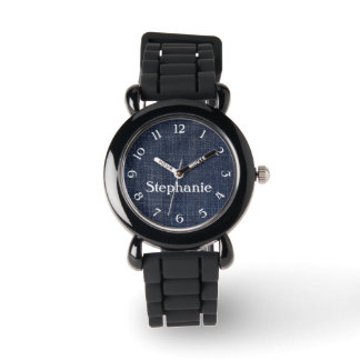 Montre Regarder personnalisées Denim et Silver