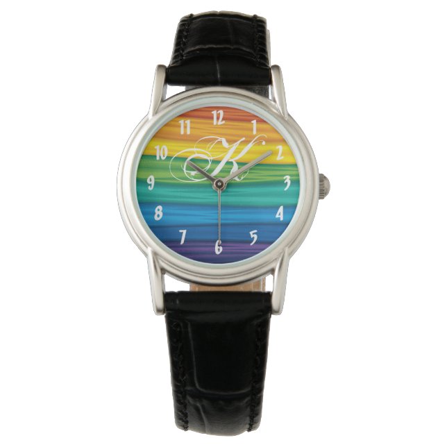 Montre Regarder poignet personnalisé lgbtq rainbow flag l (devant)