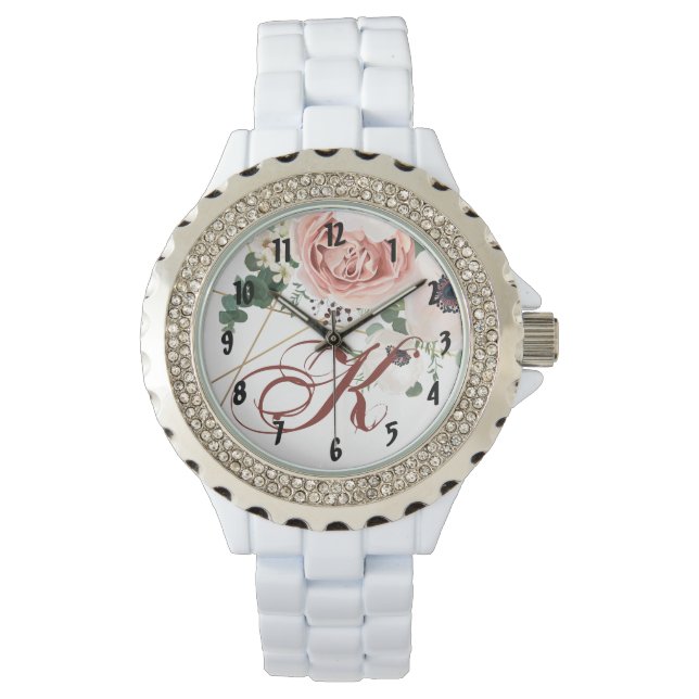 Montre Regarder poignet personnalisé Rose de jardin géomé (devant)