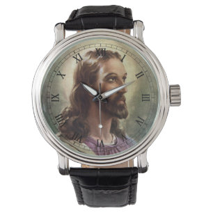 Montre Religieux vintage, Portrait Jésus Christ avec Halo