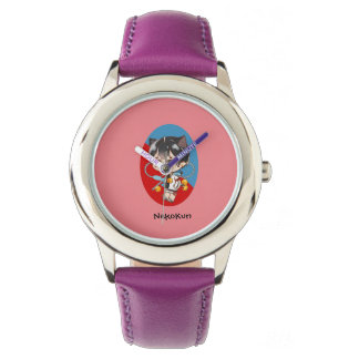 Montre relógio infantil do menino gato NEKOKUN