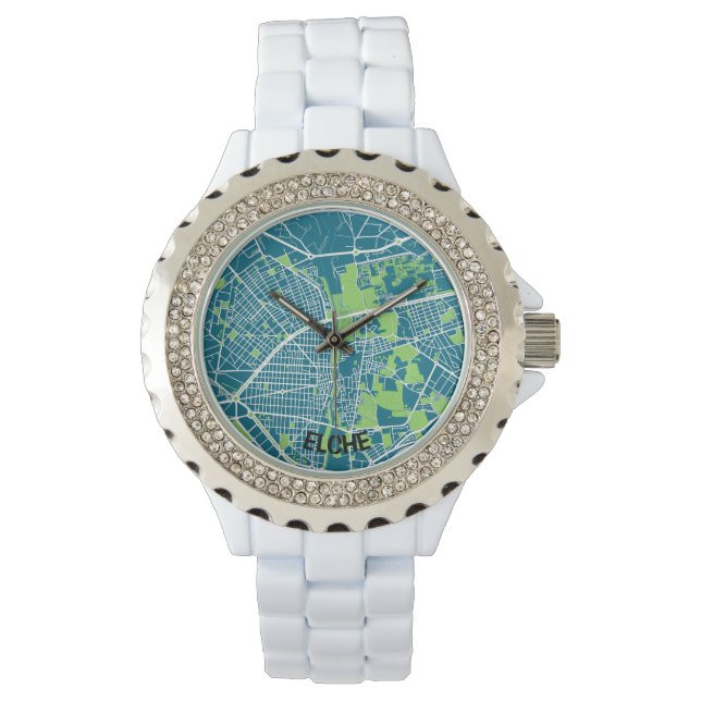 Montre Reloj mapa minimalista de Elche - Azul-verde (devant)