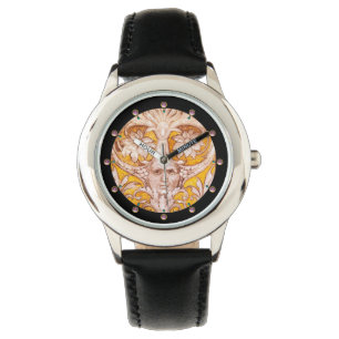 MONTRE RENAISSANCE FACE GROTESQUE WITH GOLD WHITE FLORAL