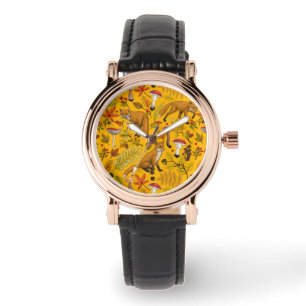 Montre Renard d'automne sur orange