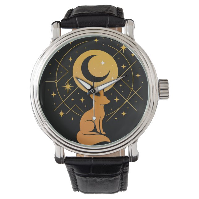 Montre Renard du désert céleste - Lune et étoiles Cosmiqu (devant)