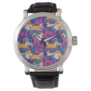 Montre Renards cool avec lunettes de soleil, caméras et f