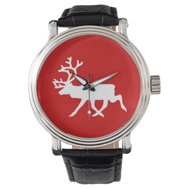 Montre Rennes blanches / Silhouette caribou (devant)