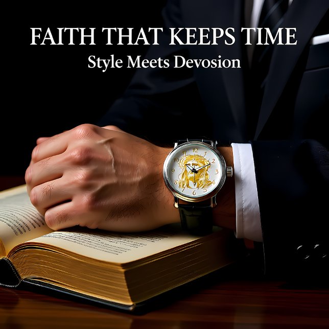 Montre Représentation dorée de Jésus-Christ avec la Couro (Créateur téléchargé)